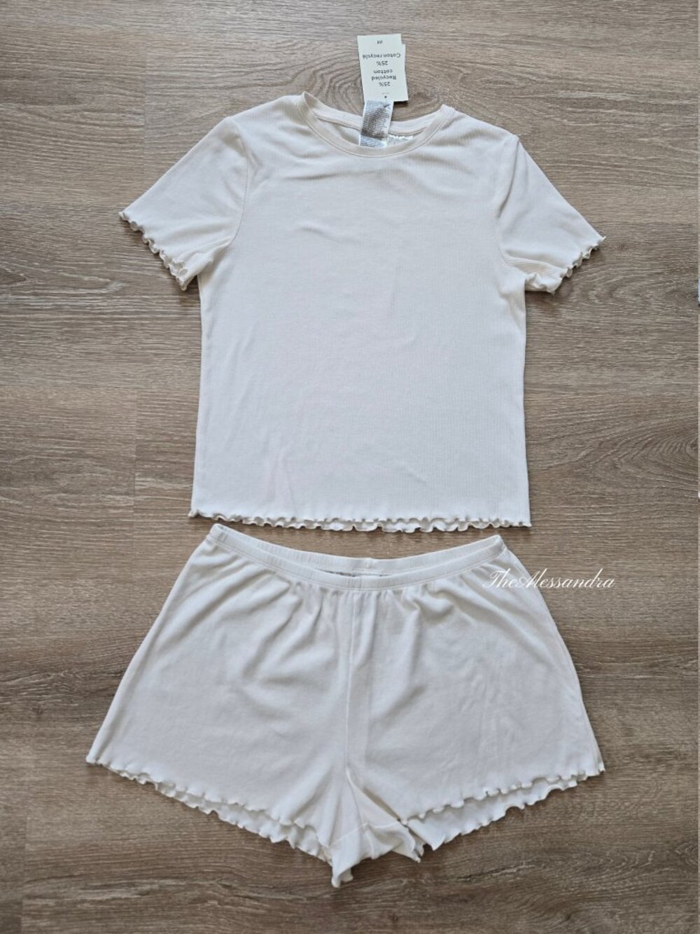 H&M Modal Blend Pajama Set Soft Cotton Modal T Shirt Shorts Small New With Tags